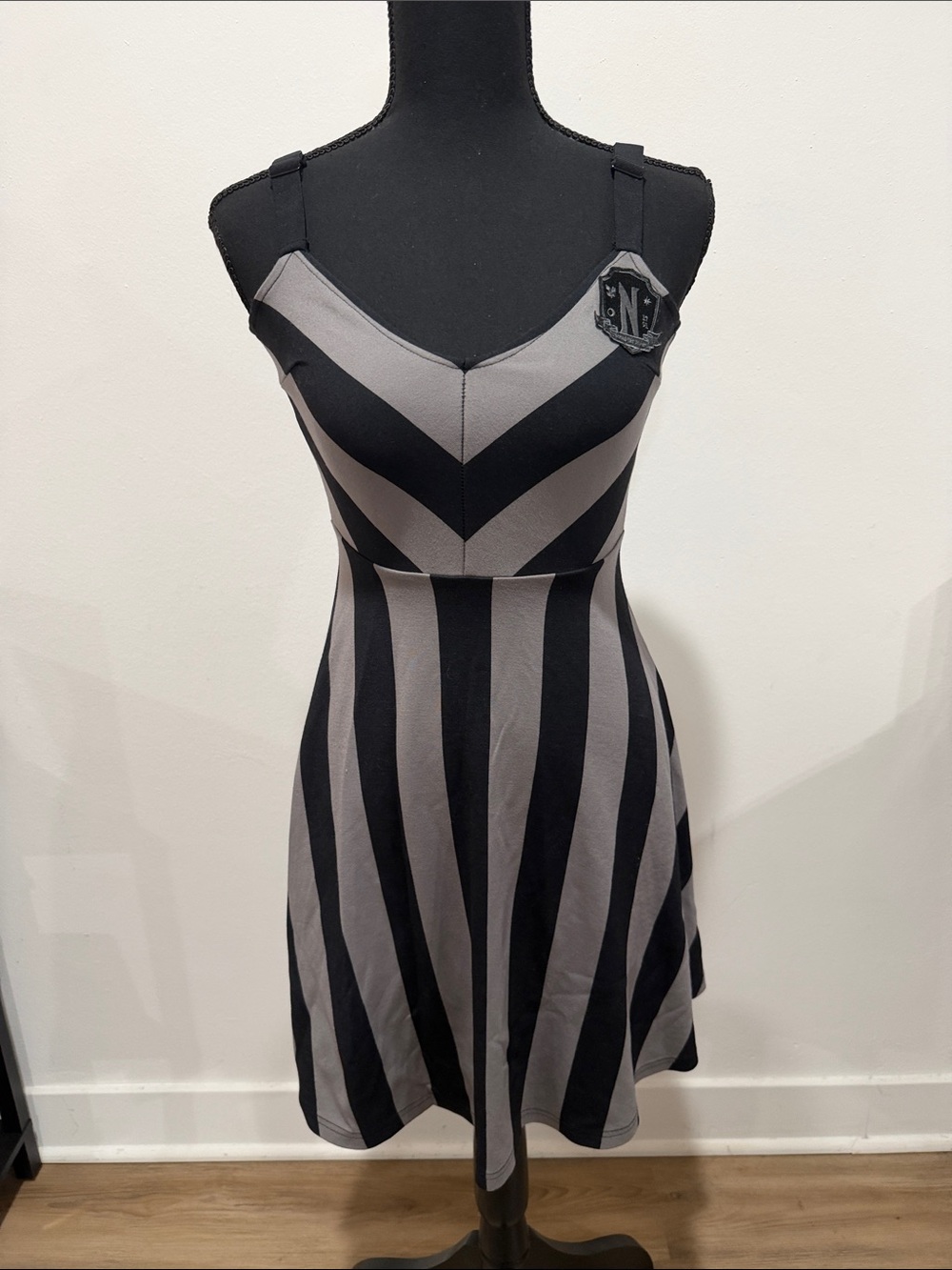 Killstar Black and Gray Chevron & Stripe Mini Dress